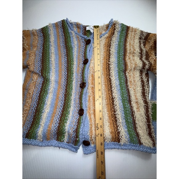 ee:some Striped Color Block Striped Baja Style Cotton Cardigan Sweater Size S - Picture 3 of 7